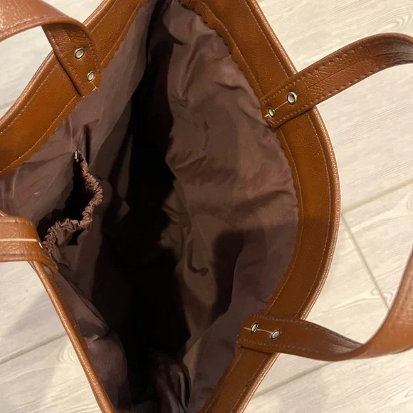 Colorful Geometric Cross-stitch Aztec Patterned Tote Bag with Brown Accents - Picture 12 of 14